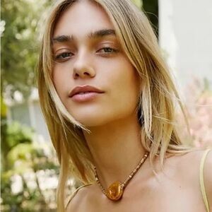 Free People The Florist Caramel Stone beaded Choker NWT